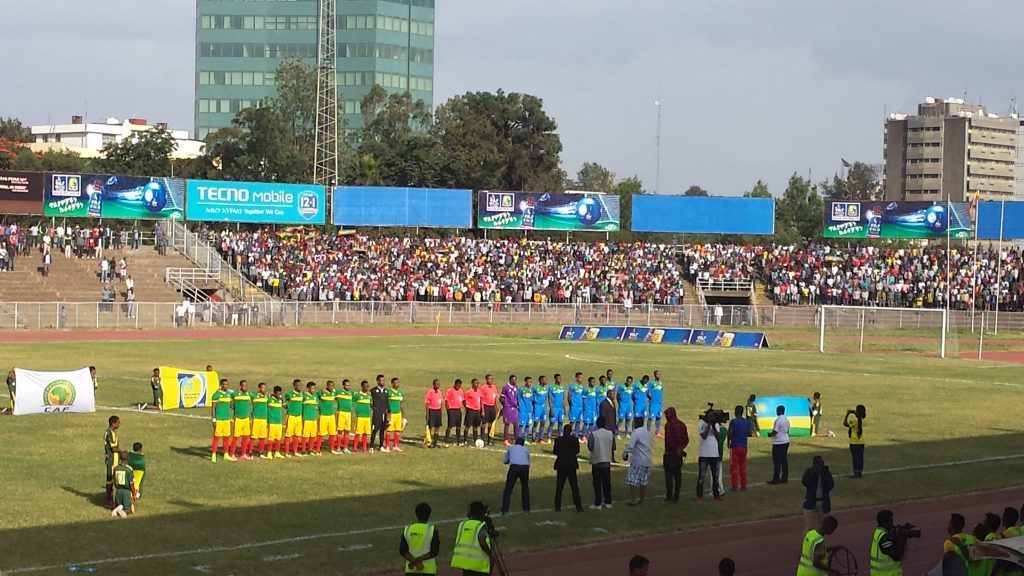Watching football in Addis Ababa Ethiopia vs. Rwanda Jumping Jazza
